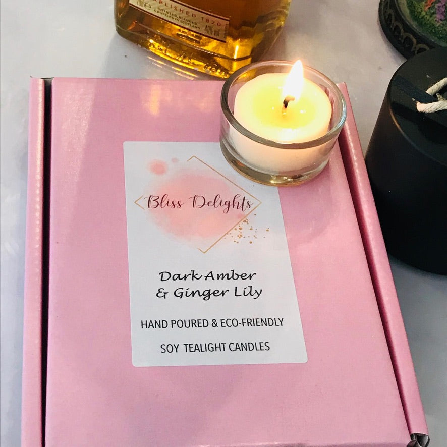Bliss Delights Dark Amber & Ginger Soy Tealights | Eco & Vegan Tealights