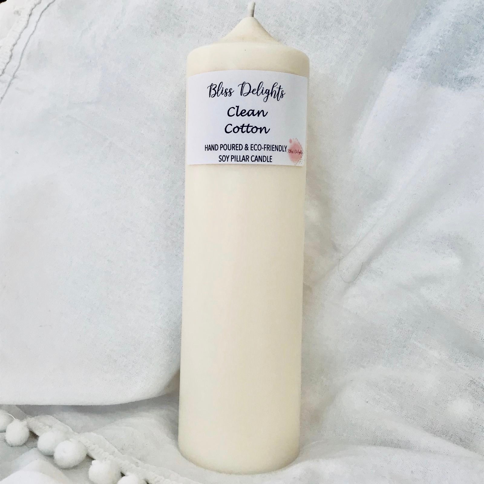 Bliss Delights Clean Cotton Soy Pillar Candles