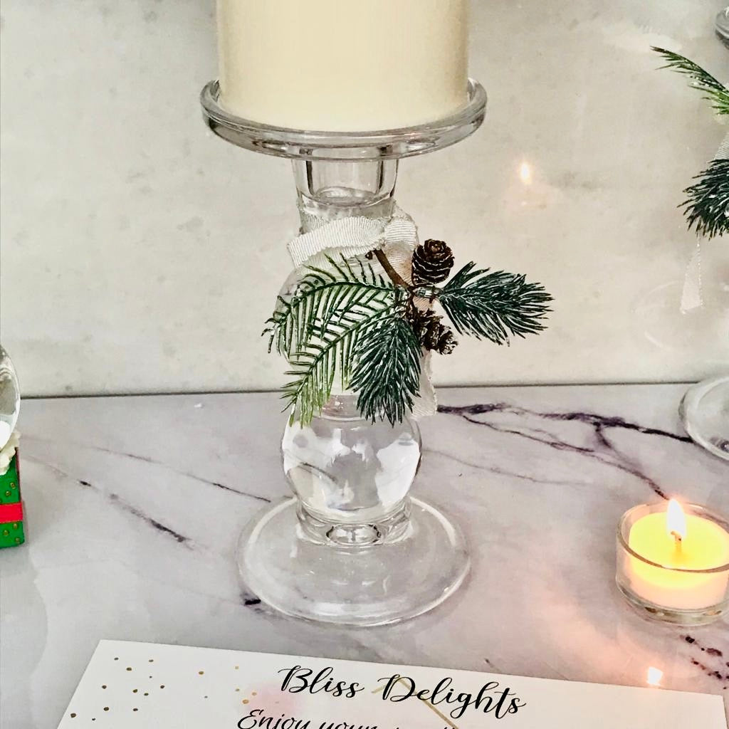 Bliss Delights Tall Glass Candle Holder | Taper & Pillar Candle Holder
