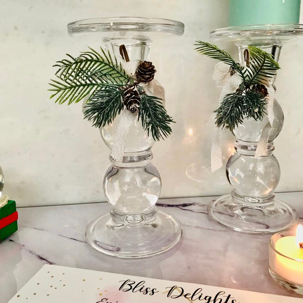 Bliss Delights Tall Glass Candle Holder | Taper & Pillar Candle Holder