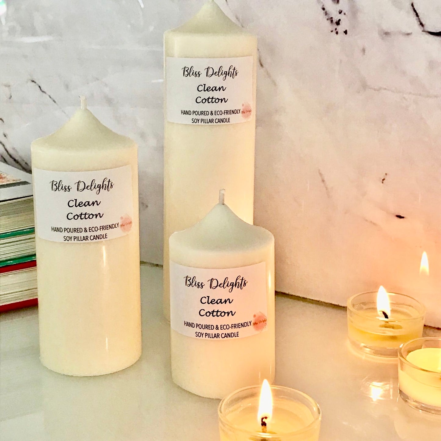 Clean Cotton Soy Pillar Candles