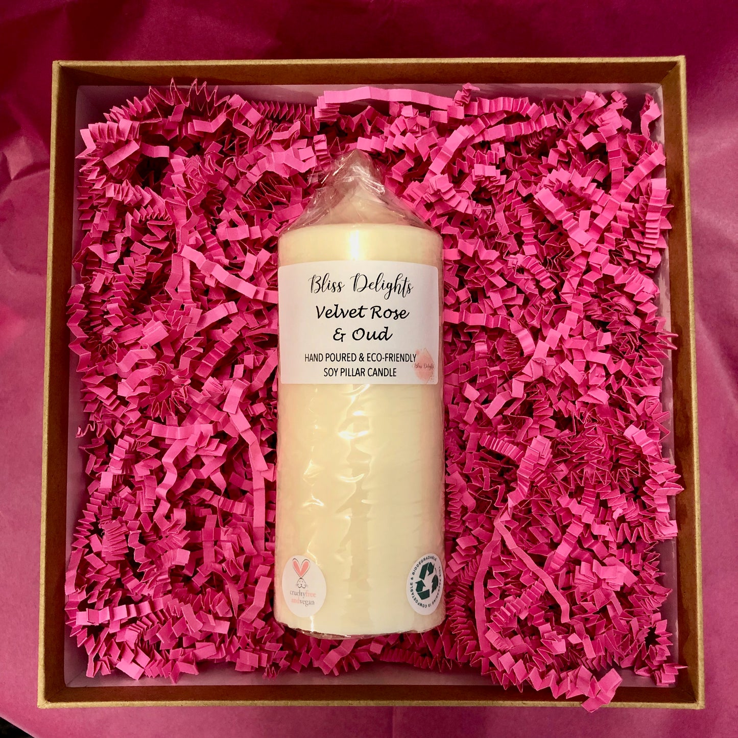 Medium Velvet Rose Soy Pillar Candle Gift Set