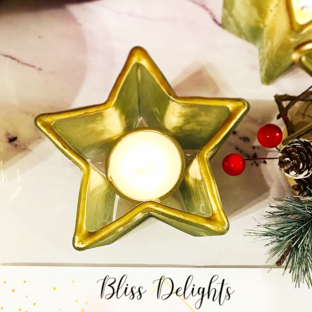 Star Tealight Holder with Glass Tealight Cup