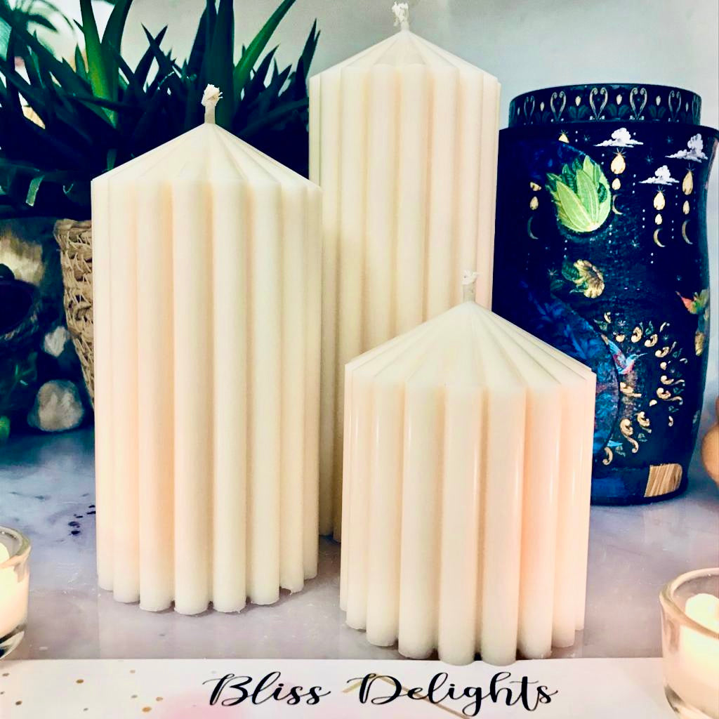 Bliss Delights Organic Unscented Soy Pillar Candles | Eco Vegan Candle