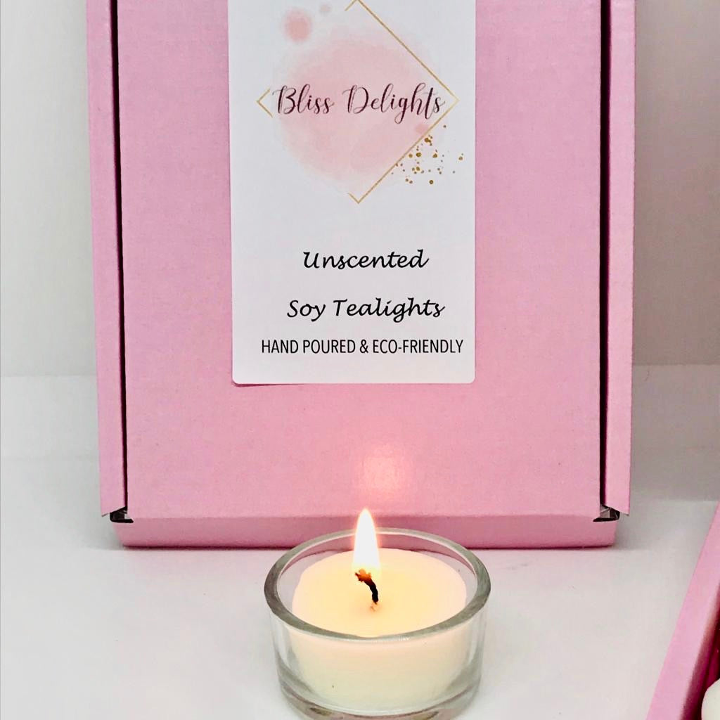 Bliss Delights Unscented Soy Tealights | Eco-Friendly Refill Tealights