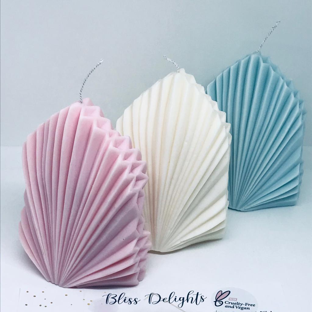 Bliss Delights Shell Soy Pillar Candle Unscented | Vegan Candles
