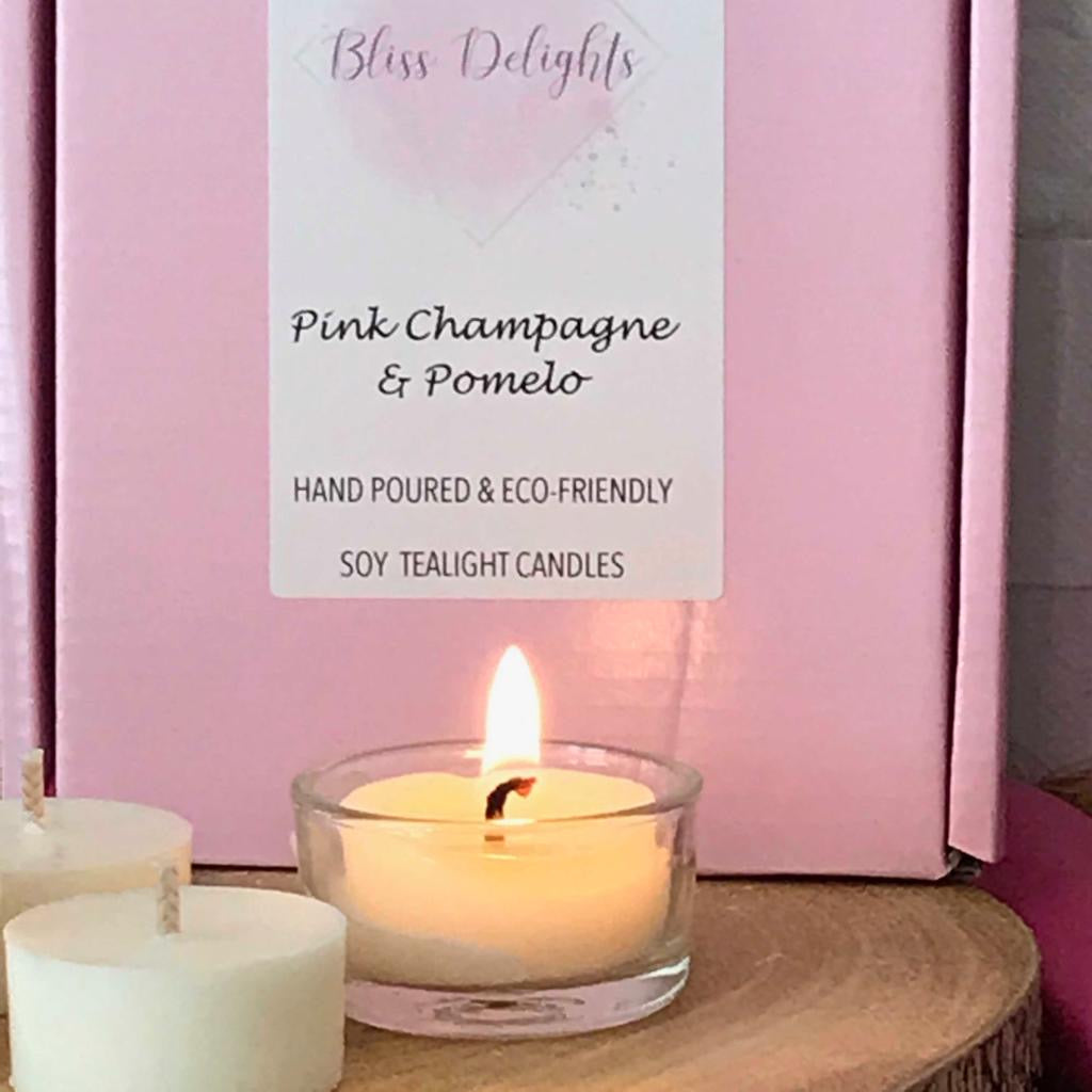 Bliss Delights Pink Champagne & Pomelo Refill Tealights | Vegan Soy