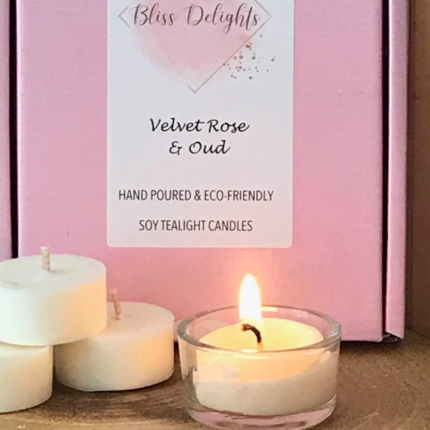 Bliss Delights Velvet Rose & Oud Tealights | Vegan Refill Tealights
