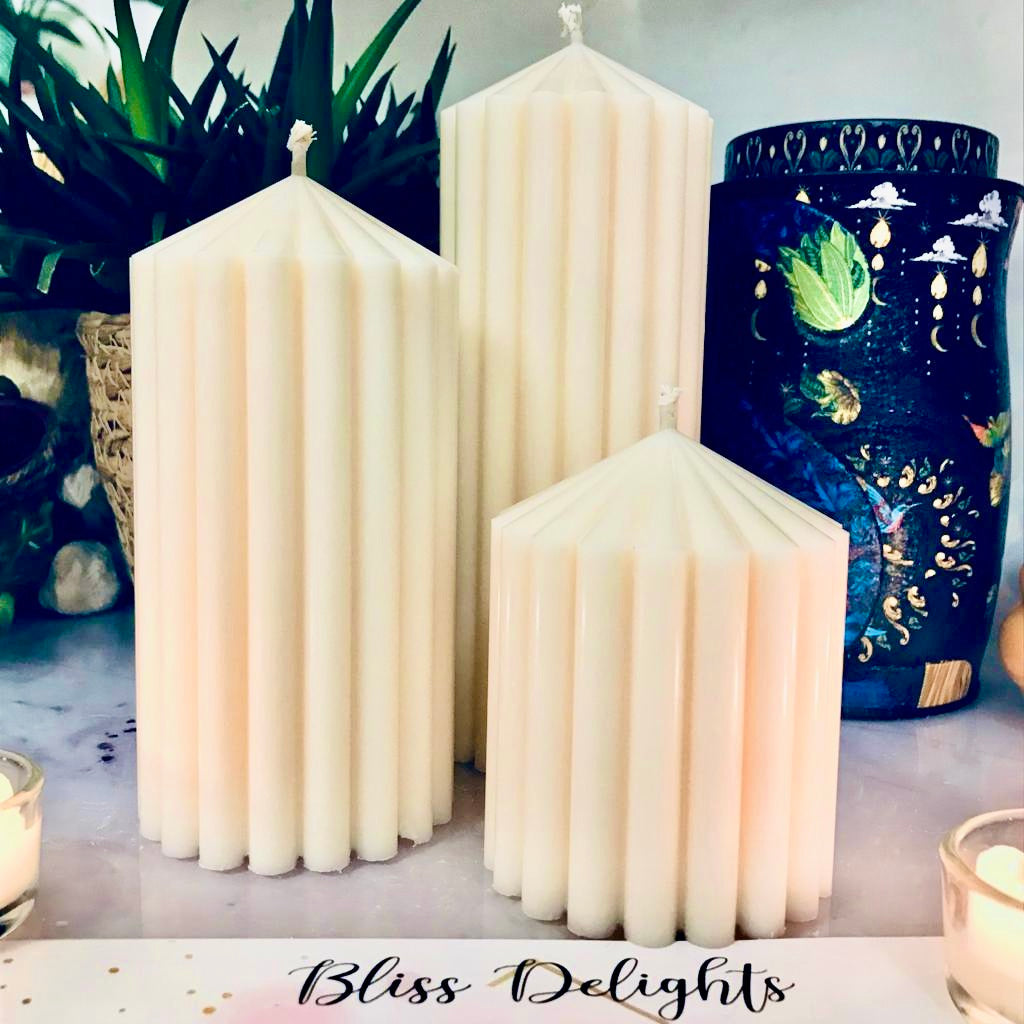 Bliss Delights Organic Unscented Soy Pillar Candles