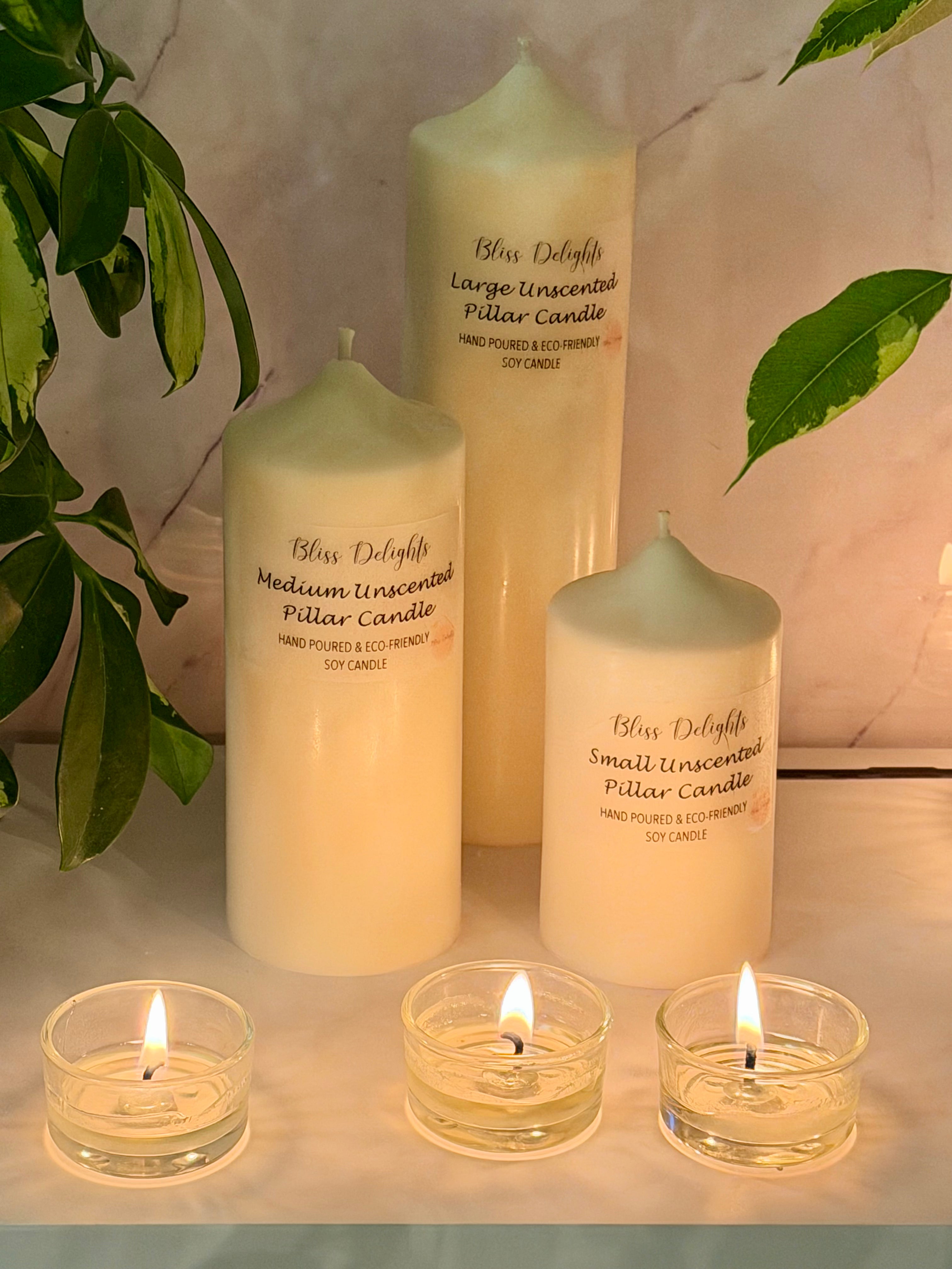 Bliss Delights Soy Pillar Candles | Vegan & Plastic Free