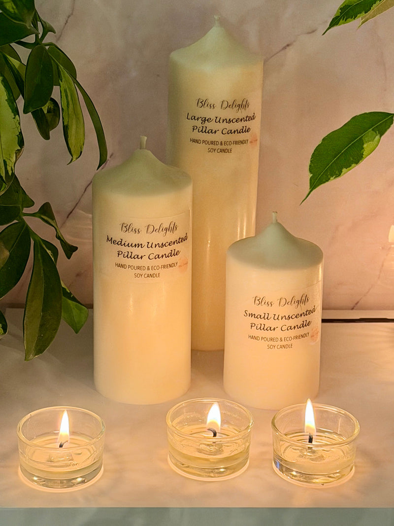 Bliss Delights Soy Pillar Candles | Vegan & Plastic Free