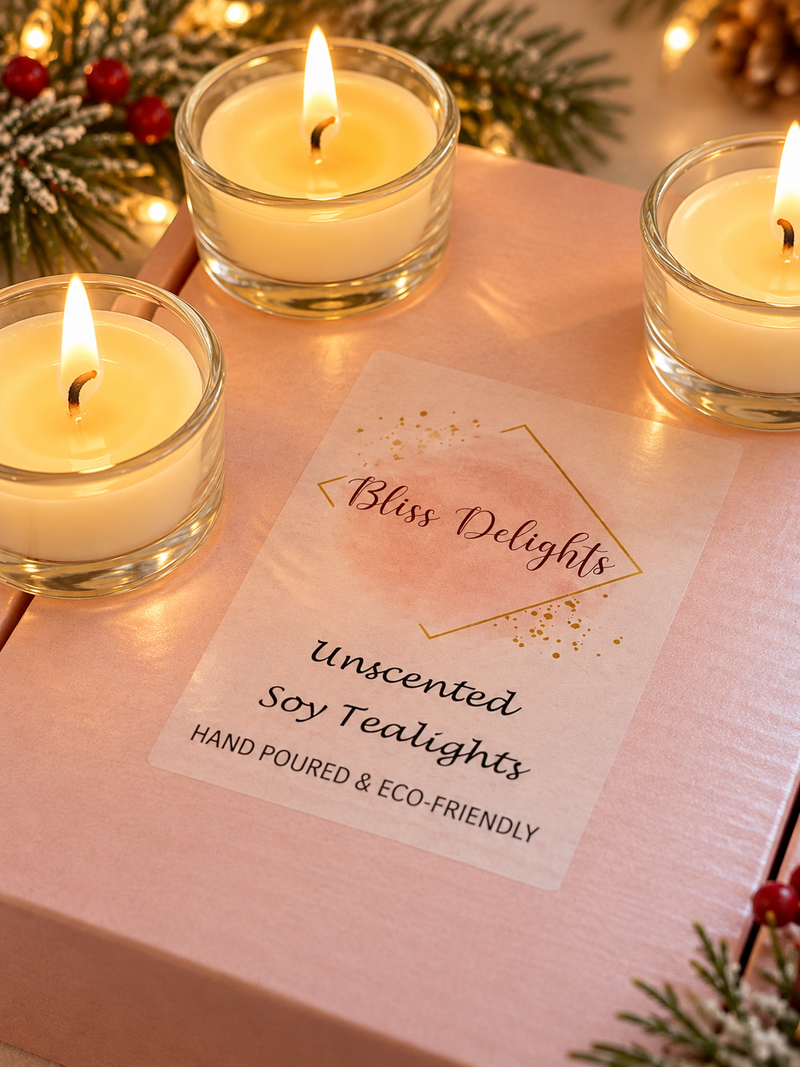 Bliss Delights Unscented Soy Tealights - Festive