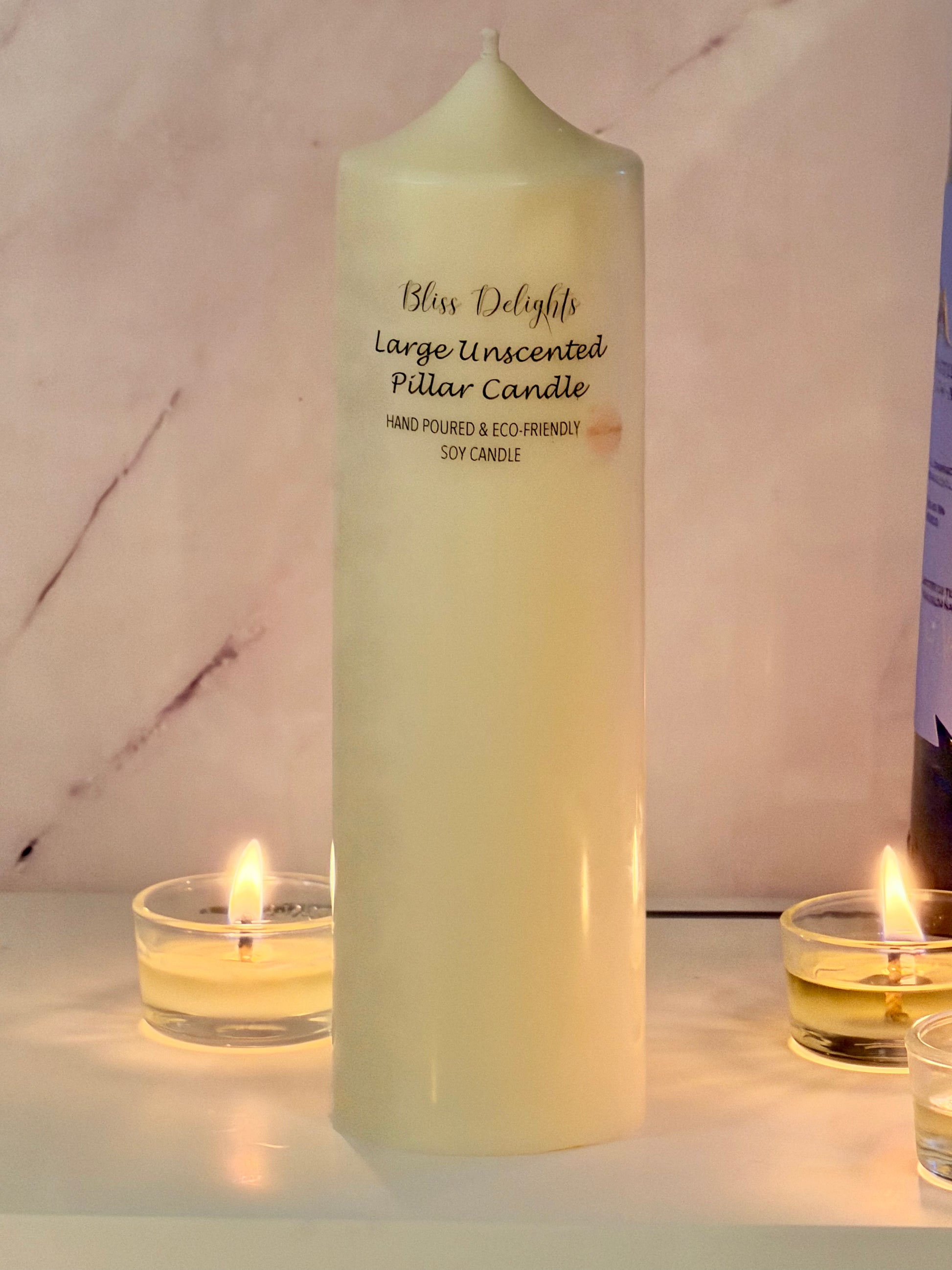 Bliss Delights Large Unscented Soy Church Pillar Candles