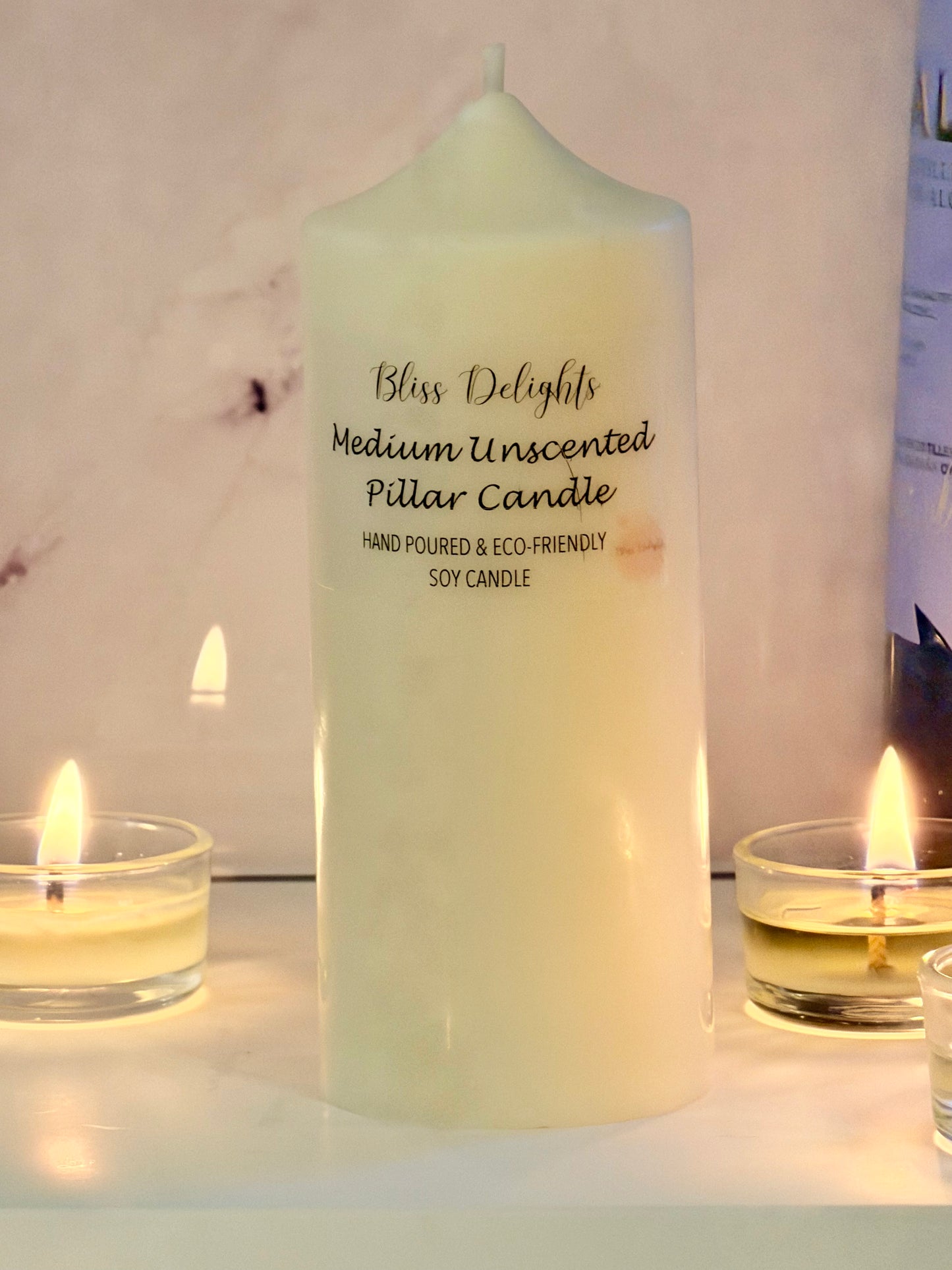 Bliss Delights Medium Unscented Soy Church Pillar Candles