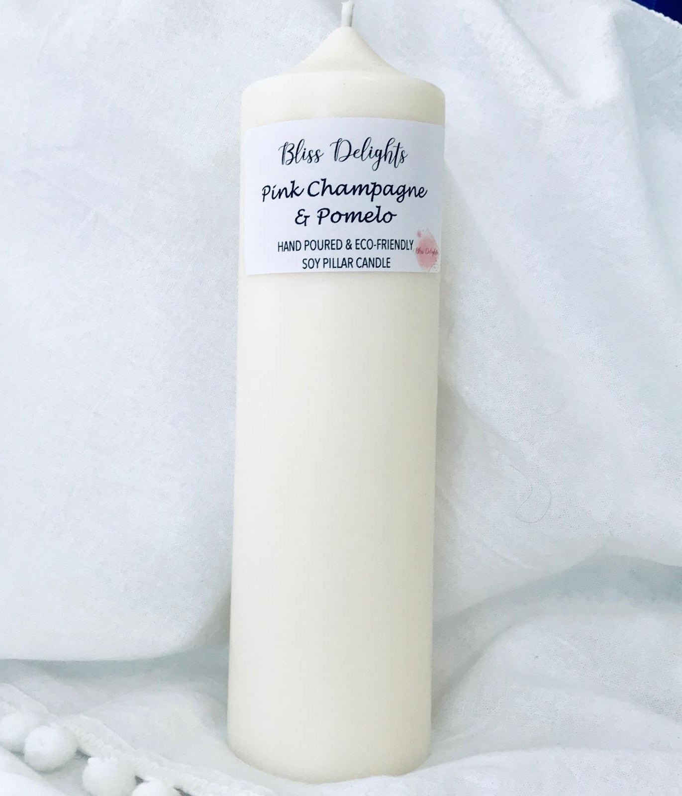 Bliss Delights ink Champagne & Pomelo Soy Pillar Candles