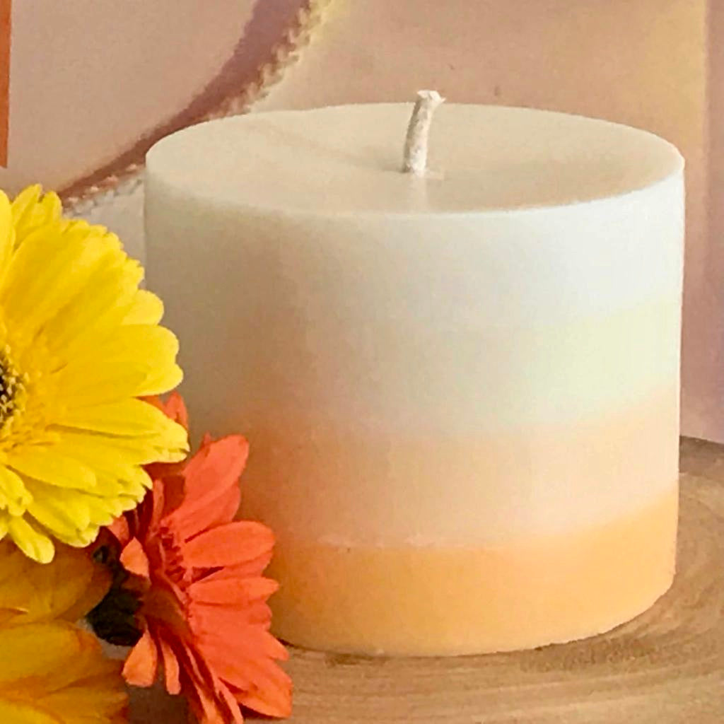 Bliss Delights Sunburst Ombre Vegan Soy Pillar Candle