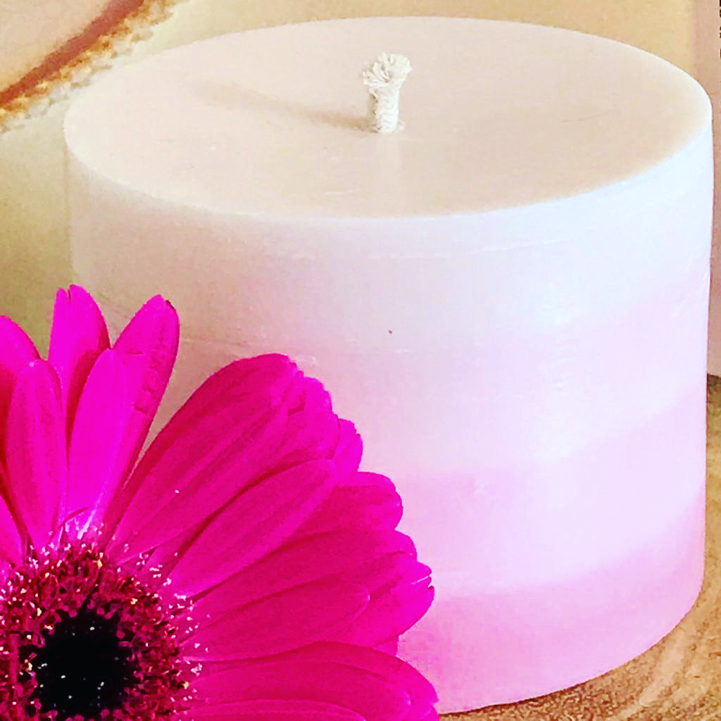 Bliss Delights Rose Quartz Ombre Vegan Soy Pillar Candle