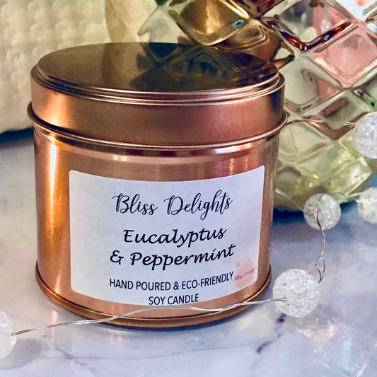 Bliss Delights Eucalyptus & Peppermint Scented Candle | Soy Candle