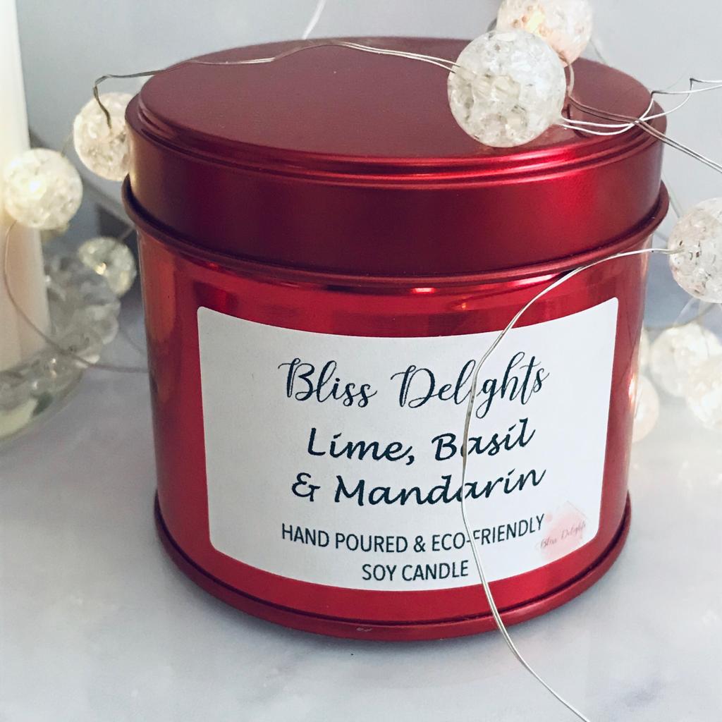 Bliss Delights Lime, Basil & Mandarin Scented Soy Candle | Vegan