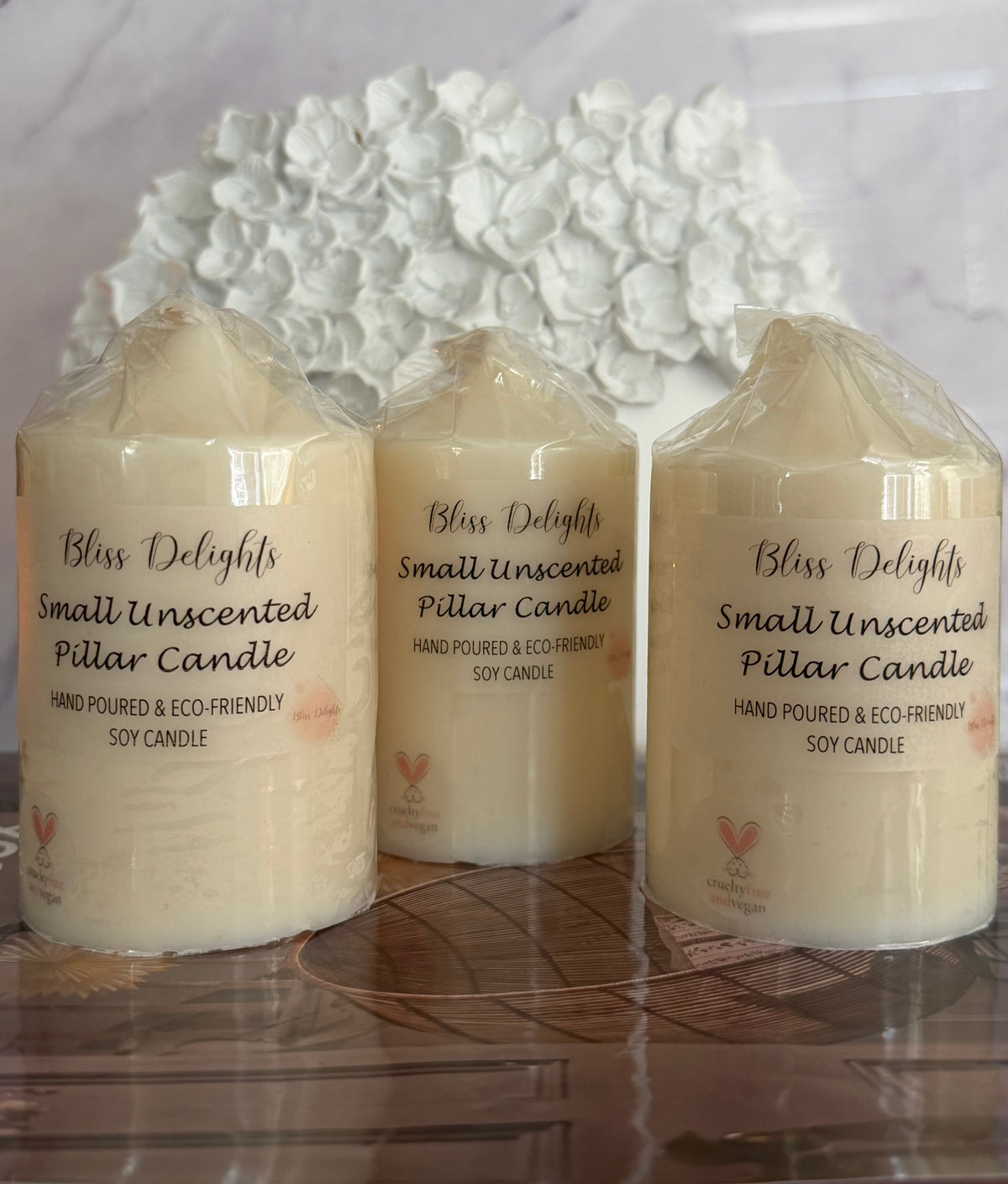Bliss Delights Soy Pillar Candle | Vegan Unscented Pillar Candle