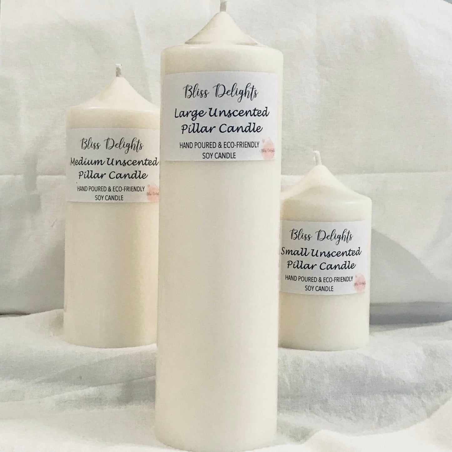 Bliss Delights Soy Pillar Candle | Vegan Unscented Pillar Candle