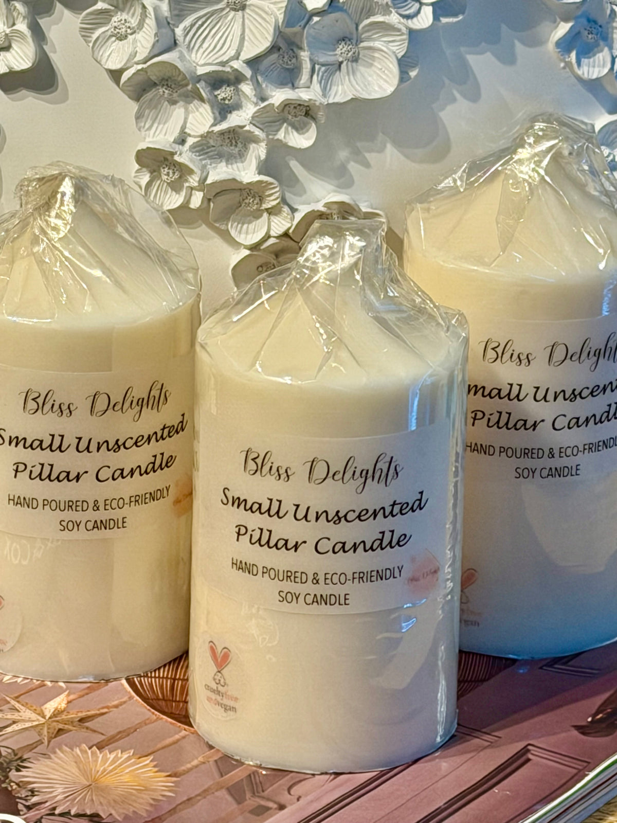 Bliss Delights Soy Pillar Candle | Vegan Unscented Pillar Candle