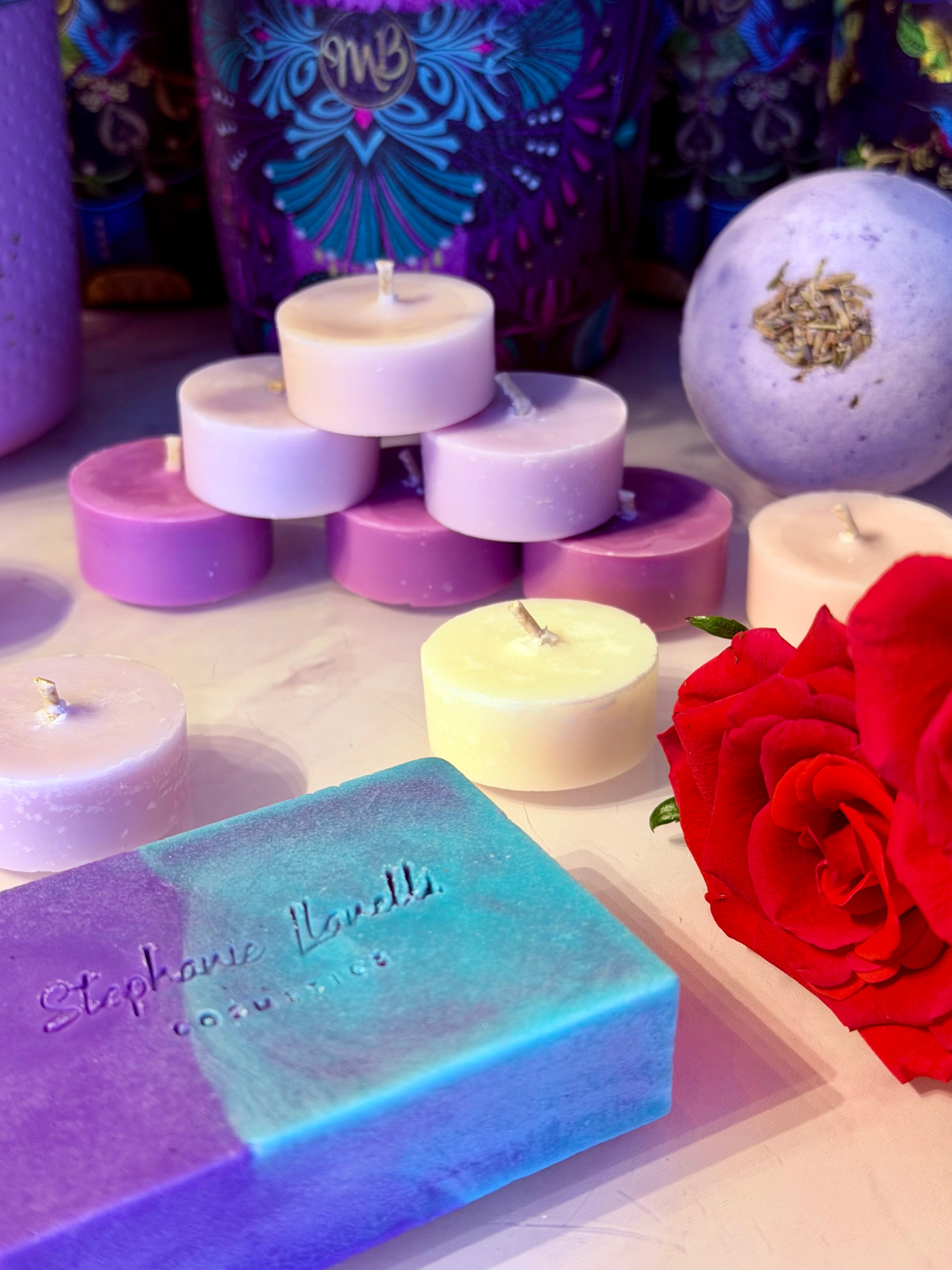 Spa Day Soy Tealights, Relax Bath Bomb & Soap Bar Gift Set