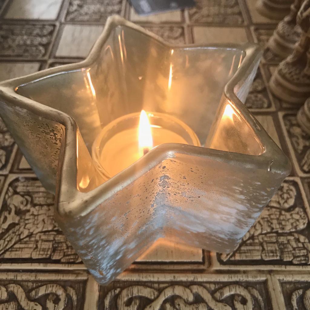 Glass Star Tealight Holder with Reusable Tealight Cup
