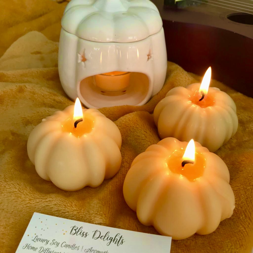 Bliss Delights Pumpkin Candles | Halloween Pumpkin Spice Candles