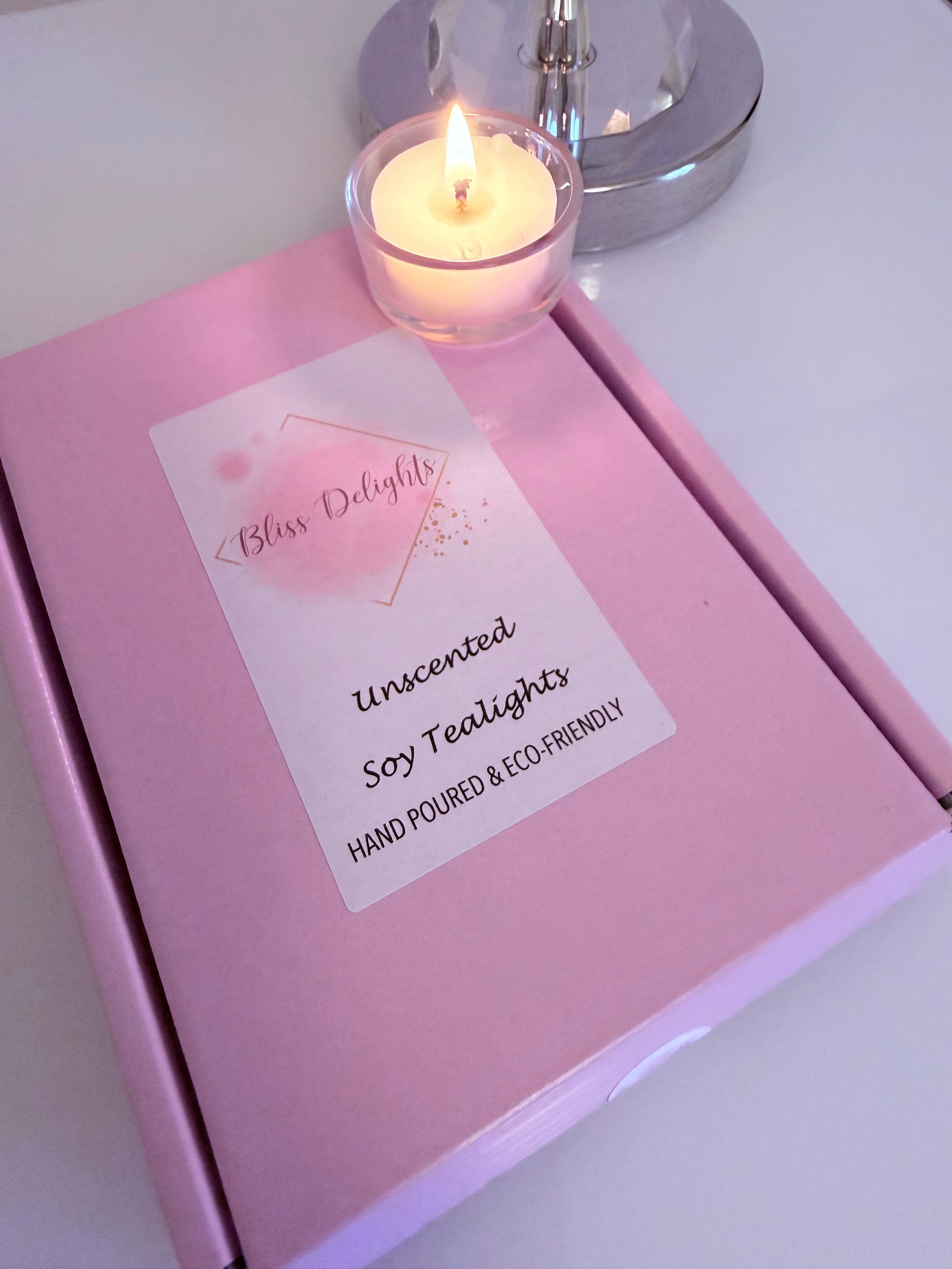 Bliss Delights Unscented Soy Tealights | Eco-Friendly Refill Tealights