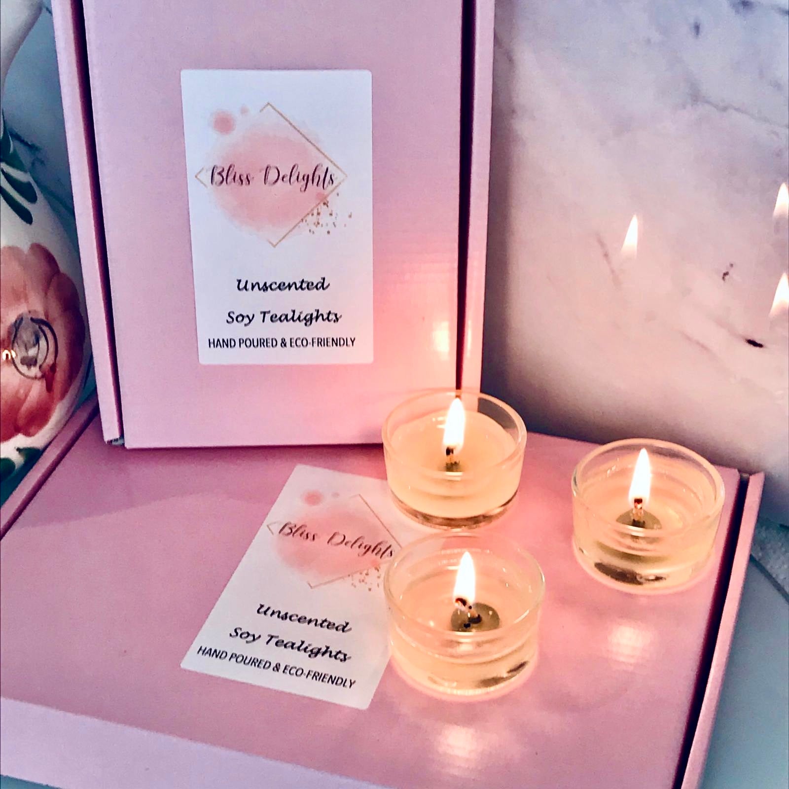 Bliss Delights Unscented Soy Tealights | Eco-Friendly Refill Tealights