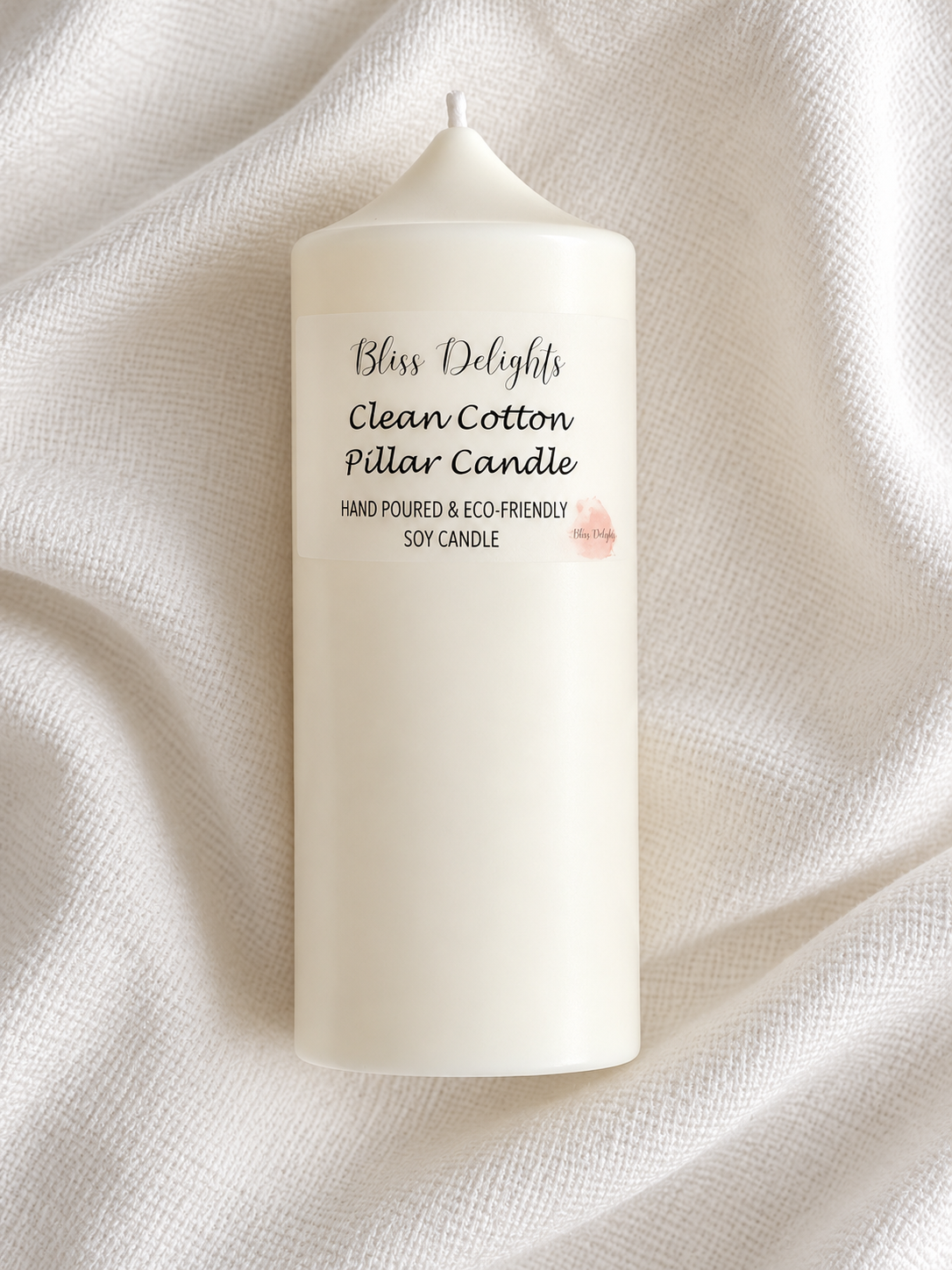 Bliss Delights Clean Cotton Medium Soy Pillar Candle