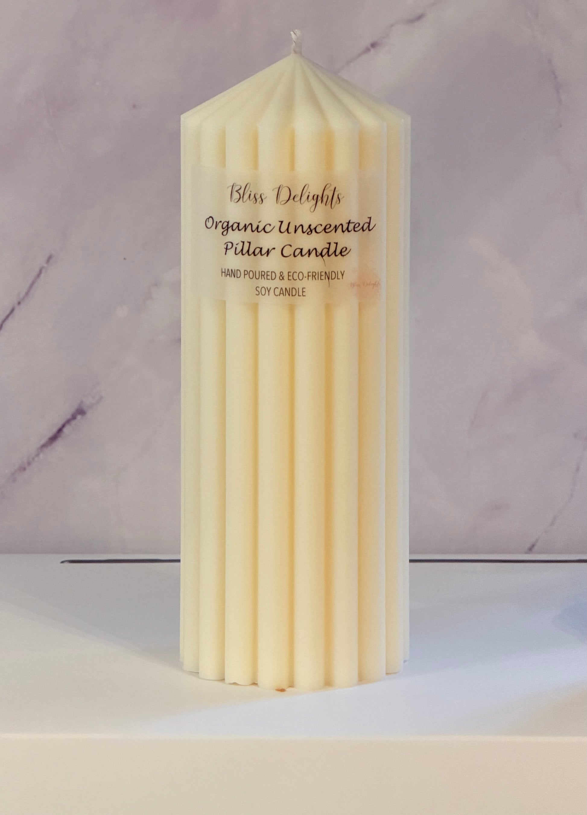 Large Organic Unscented Soy Pillar Candles