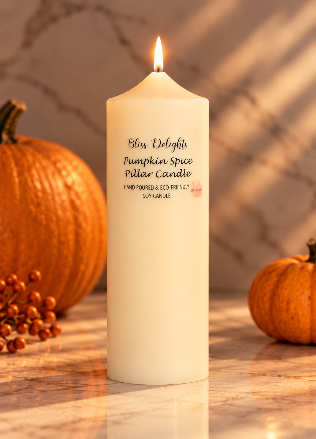 Bliss Delights Large Pumpkin Spice Soy Pillar Candle