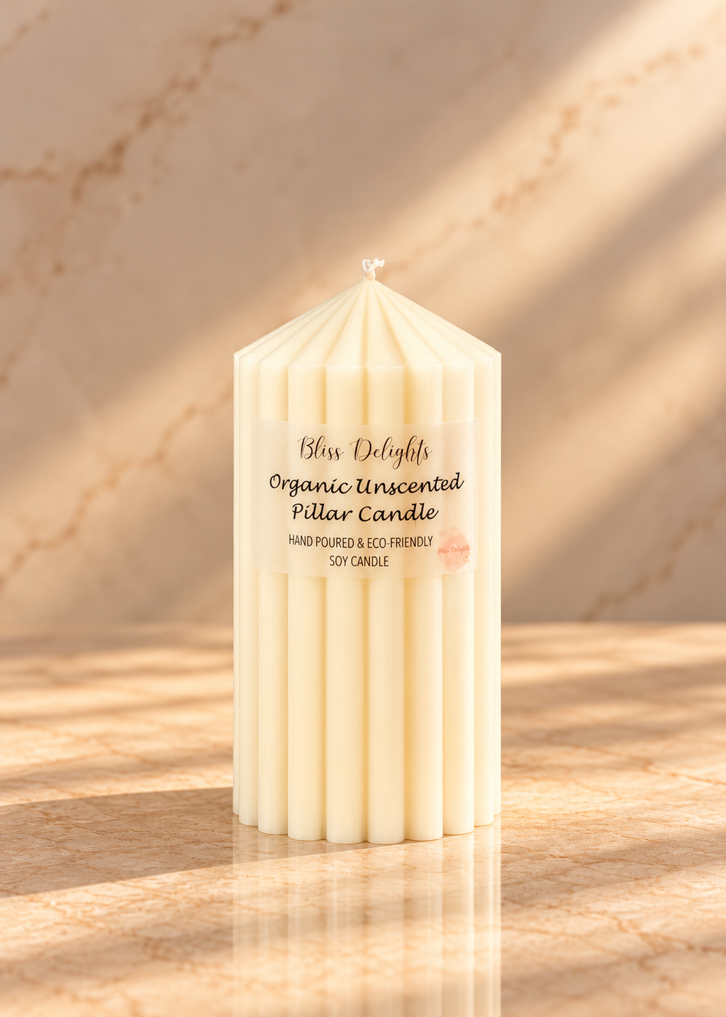 Bliss Delights Medium Organic Soy Pillar Candle