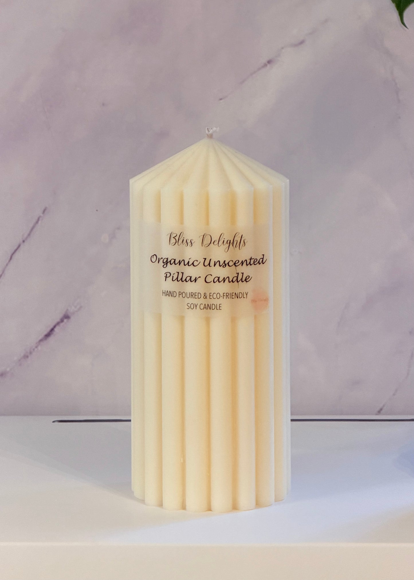 Medium Organic Unscented Soy Pillar Candles
