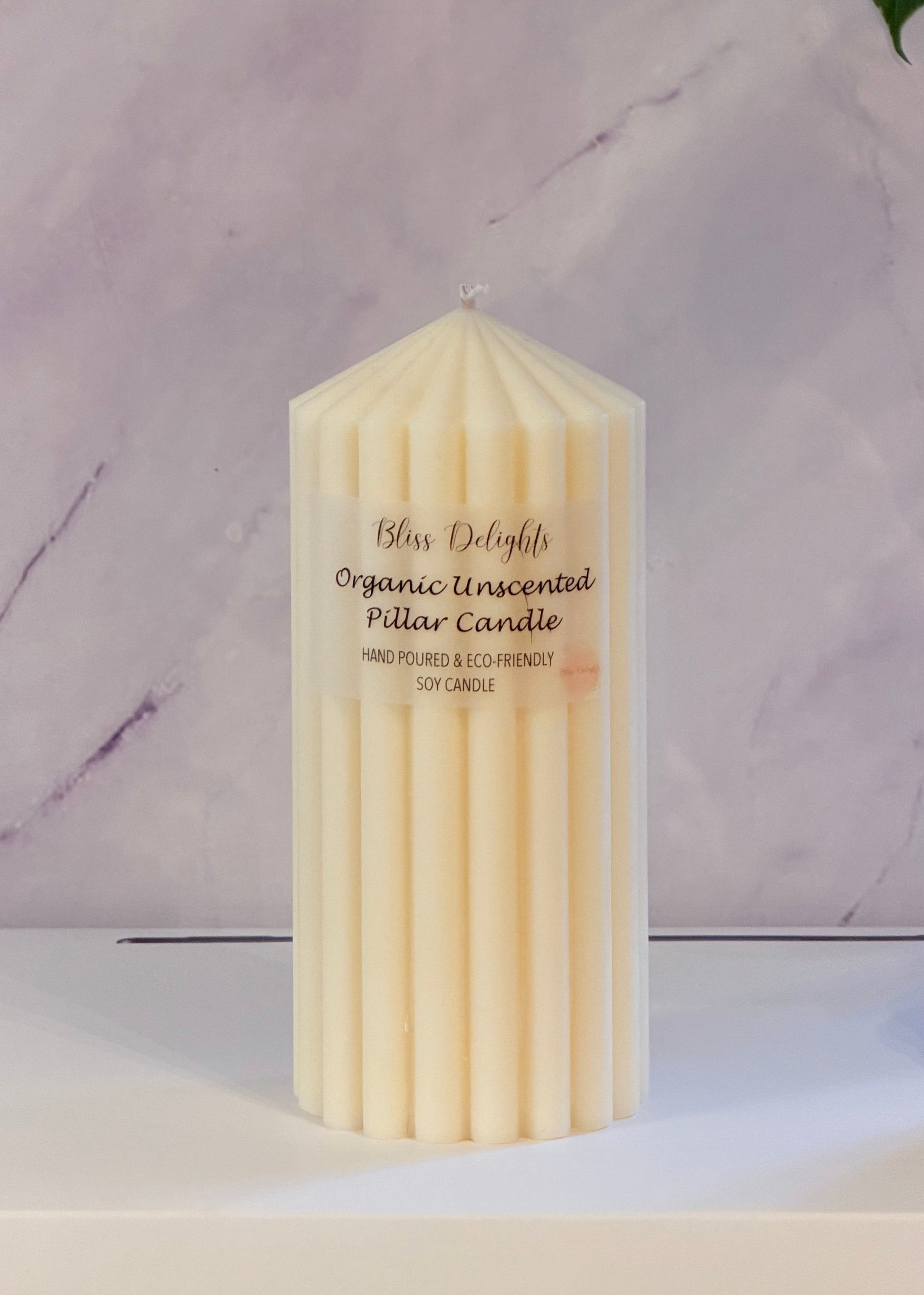 Medium Organic Unscented Soy Pillar Candles