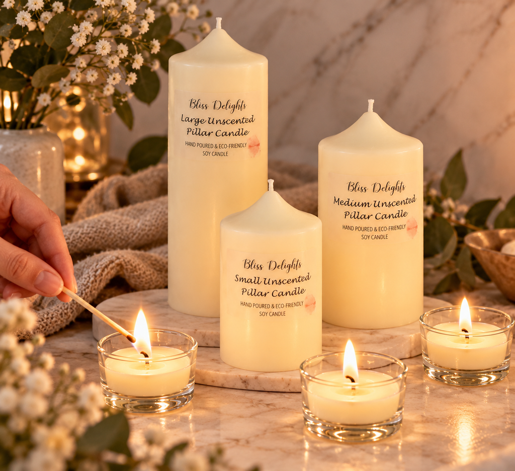 Unscented Soy Pillar Candles