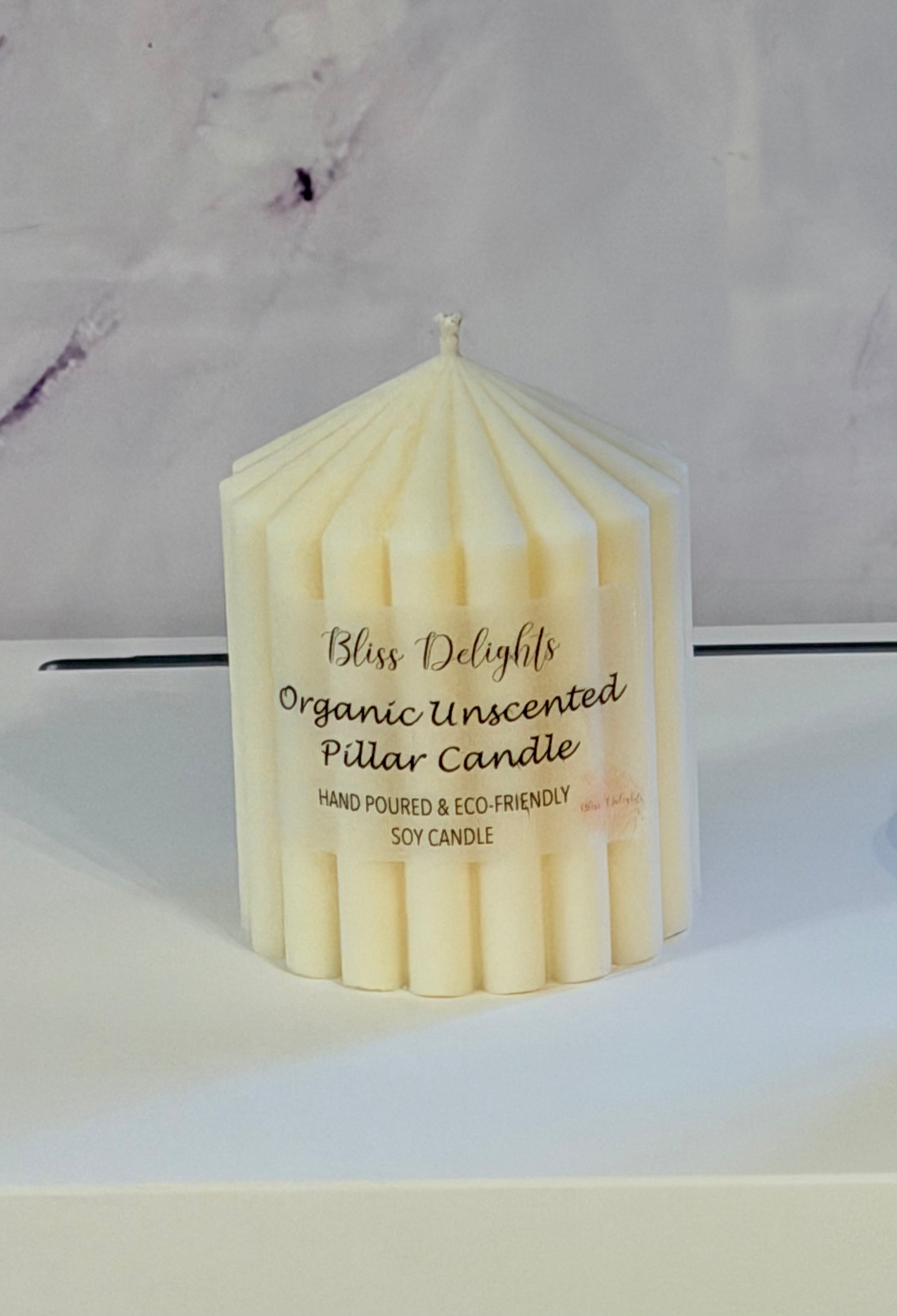 Small Organic Unscented Soy Pillar Candles