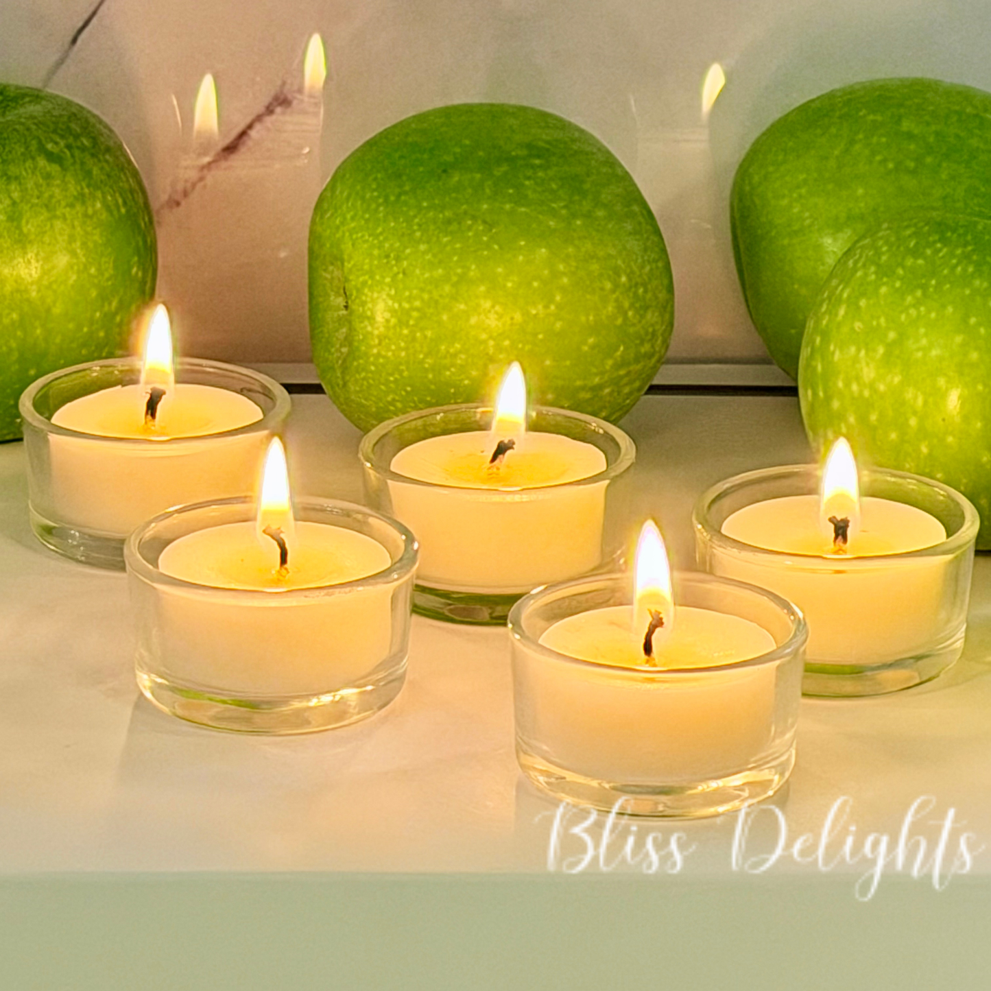 Bliss Delights Unscented Soy Tealight Candles in Glass Tealight Holders