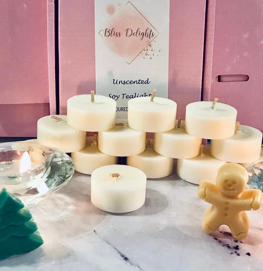 12 Unscented Soy Tealights