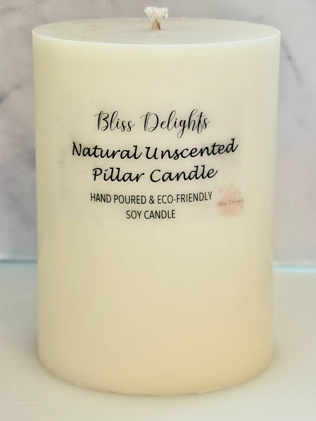 Bliss Delights Natural Unscented Soy Pillar Candles | Eco Vegan Candle