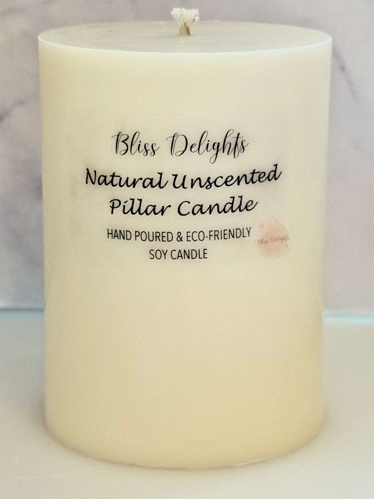 Bliss Delights Natural Unscented Soy Pillar Candles | Eco Vegan Candle