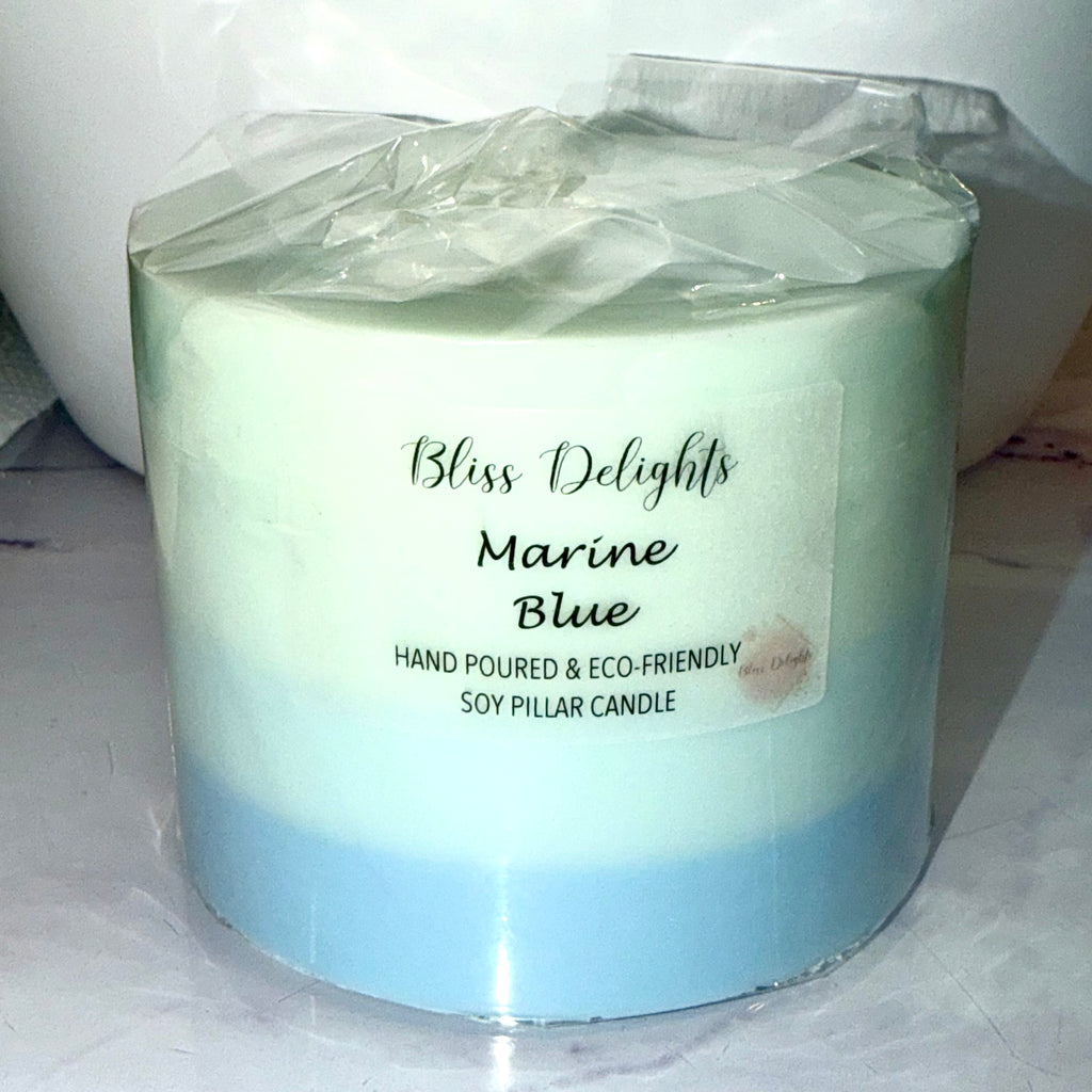 Bliss Delights Marine Ombre Soy Pillar Candle
