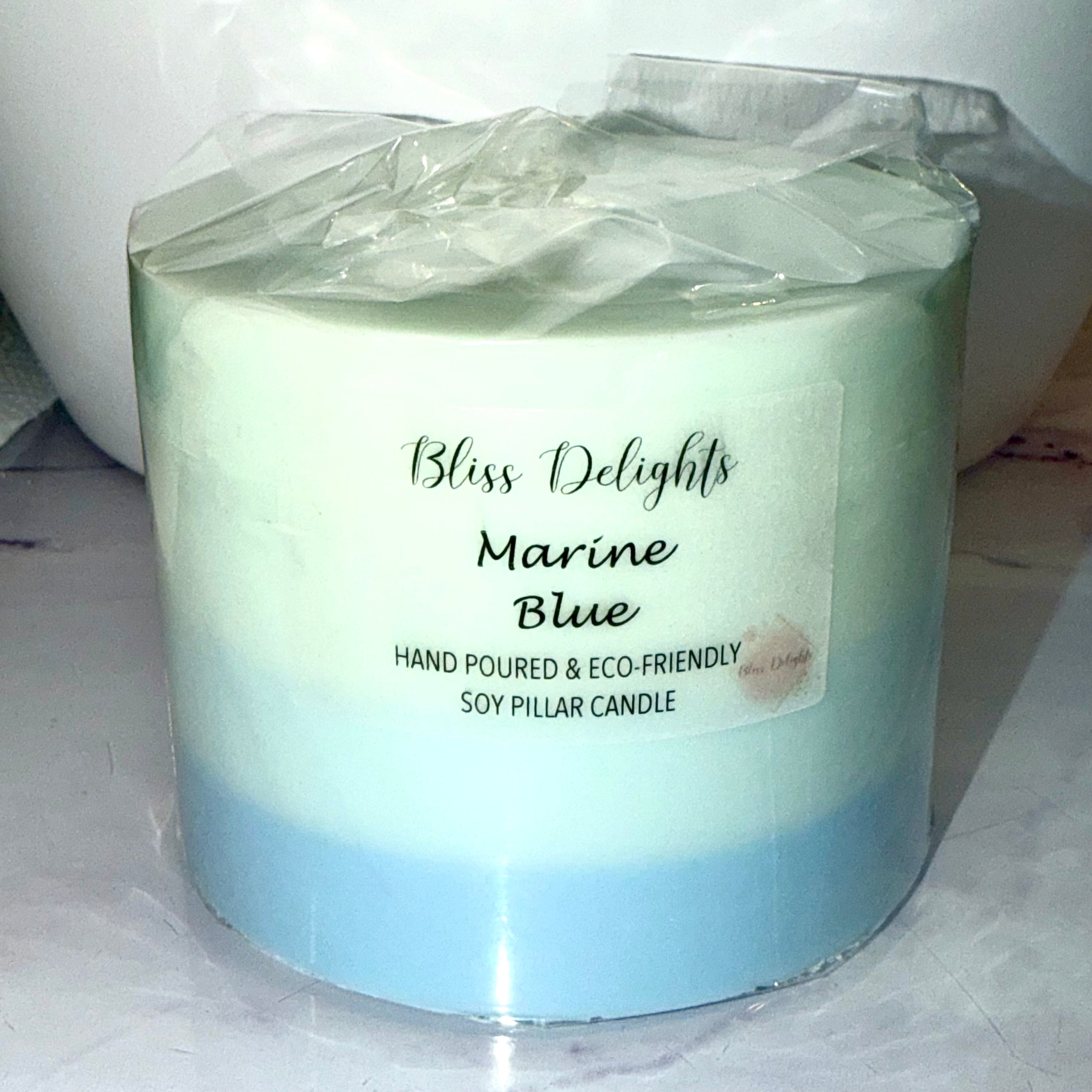 Bliss Delights Marine Ombre Soy Pillar Candle