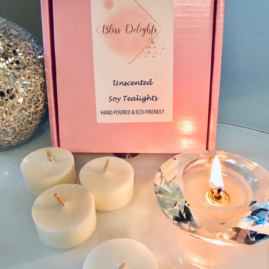 Bliss Delights Unscented Soy Tealights | Eco-Friendly Refill Tealights