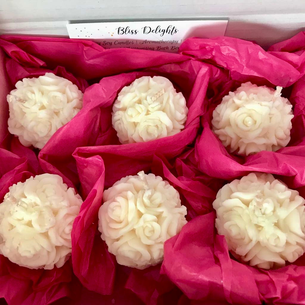 Rose Ball Unscented Soy Tealights