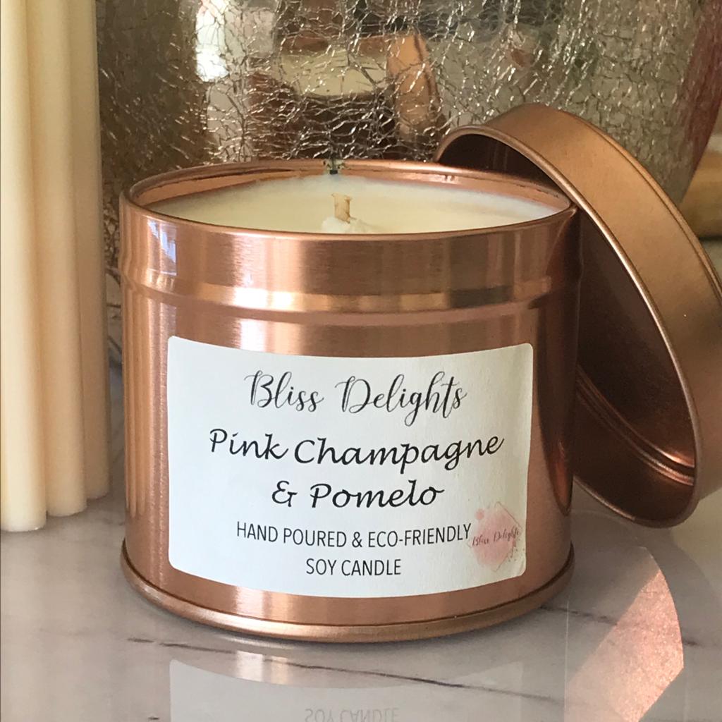 Bliss Delights Pink Champage & Pomelo Scented Candle | Eco-Friendly