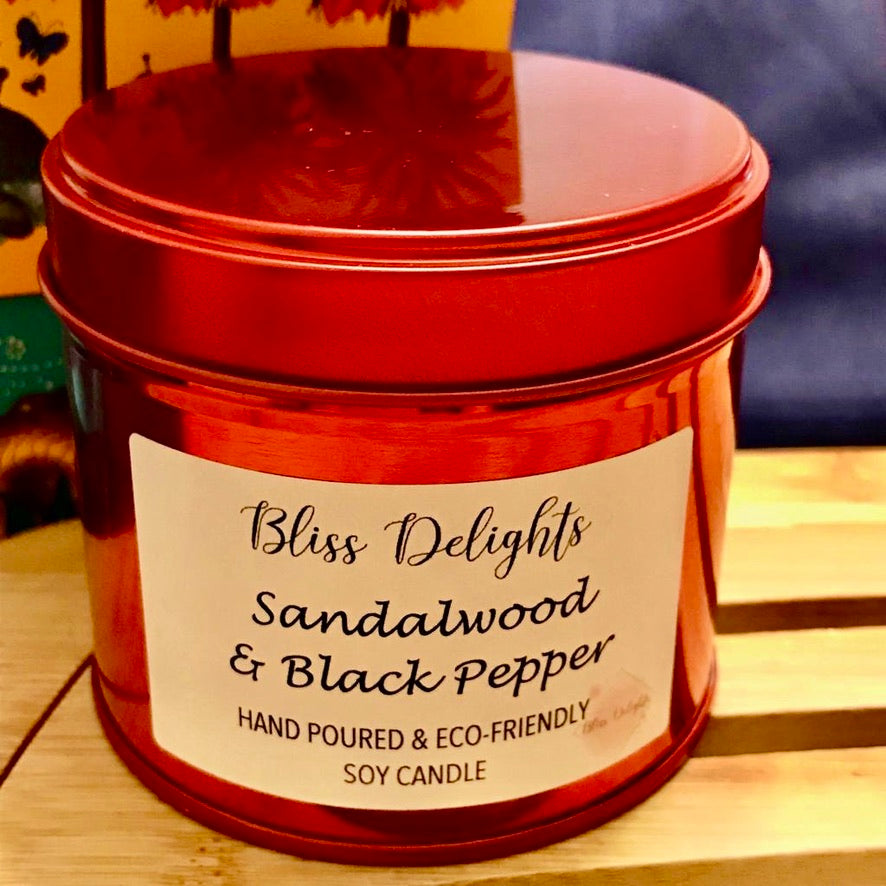 Bliss Delights Sandalwood & Black Pepper Soy Candle
