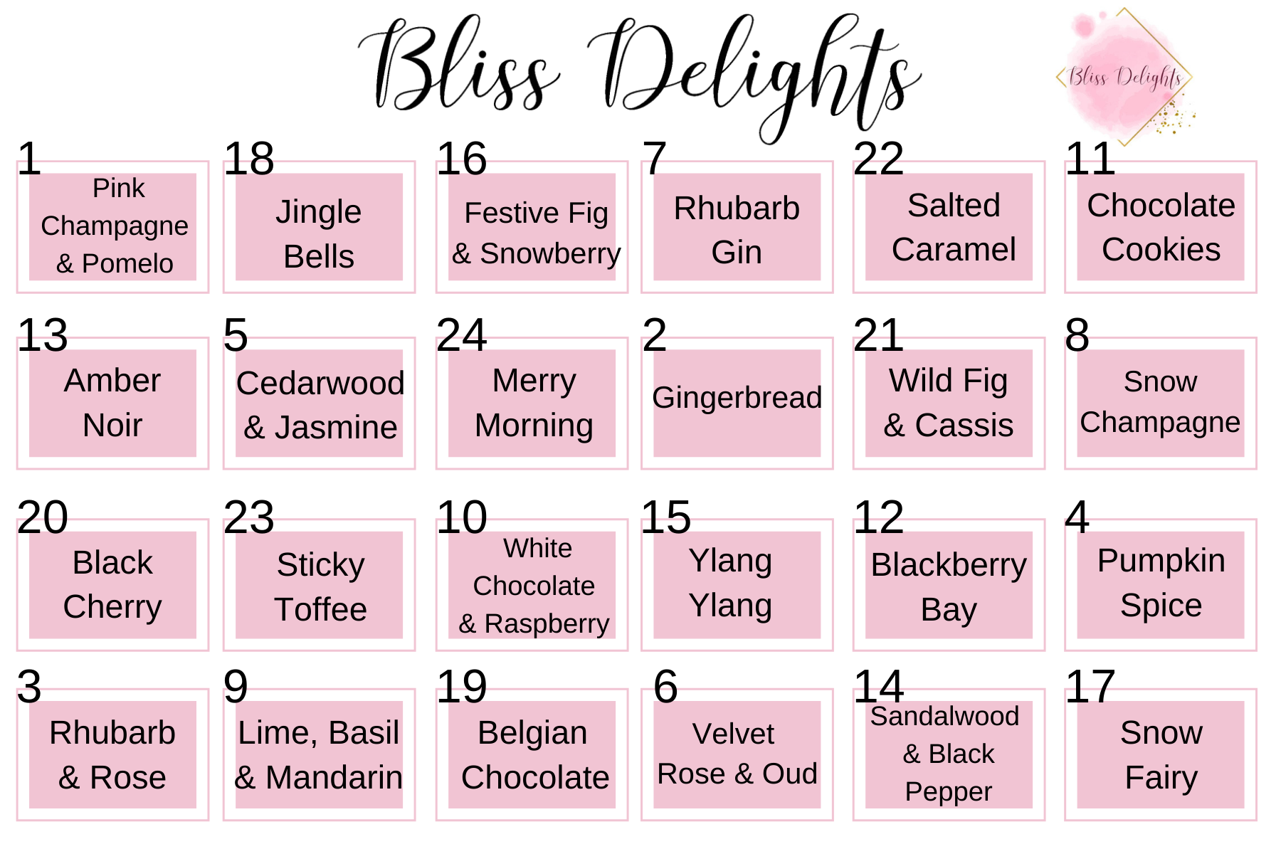 Bliss Delights Christmas Wax Melt Advent Calendar | Scented Advent